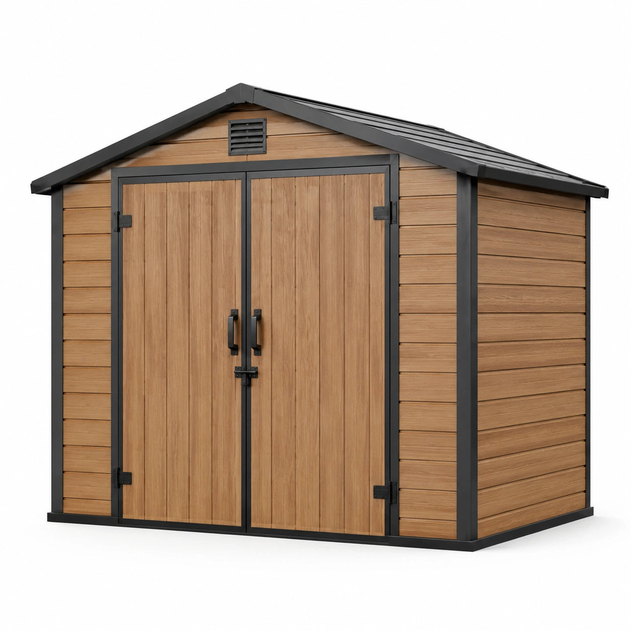 Abri de jardin en bois et acier avec toit à double pente 200x150x210 cm