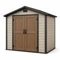 Abri de jardin en résine avec double porte beige et marron 185x152x226 cm