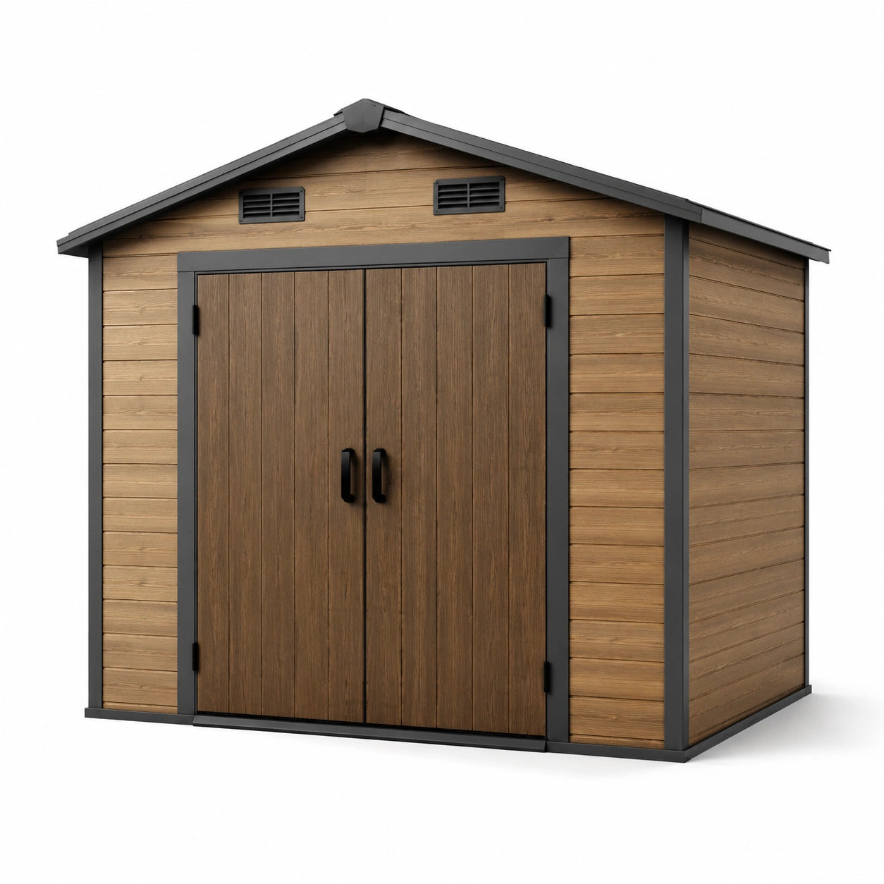 Abri de jardin en bois composite avec cadre en métal anthracite 185x152x226 cm
