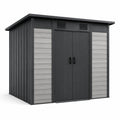 Abri de jardin en plastique gris/noir avec double porte
