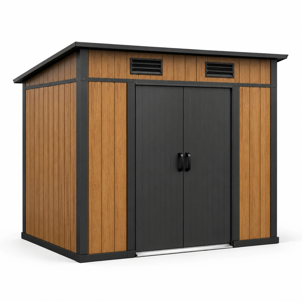 Abri de jardin en métal et bois couleur marron/noir 185x152x215 cm