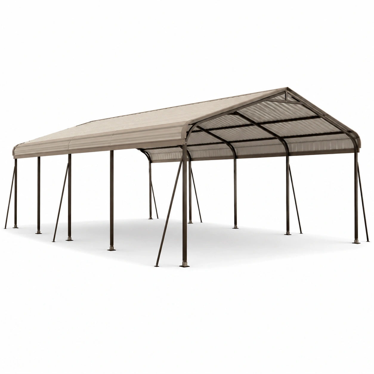 Abri de voiture en métal acier galvanisé beige 600x300x250 cm
