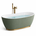 Baignoire îlot en acrylique, 170 cm, base acier inoxydable vert et or