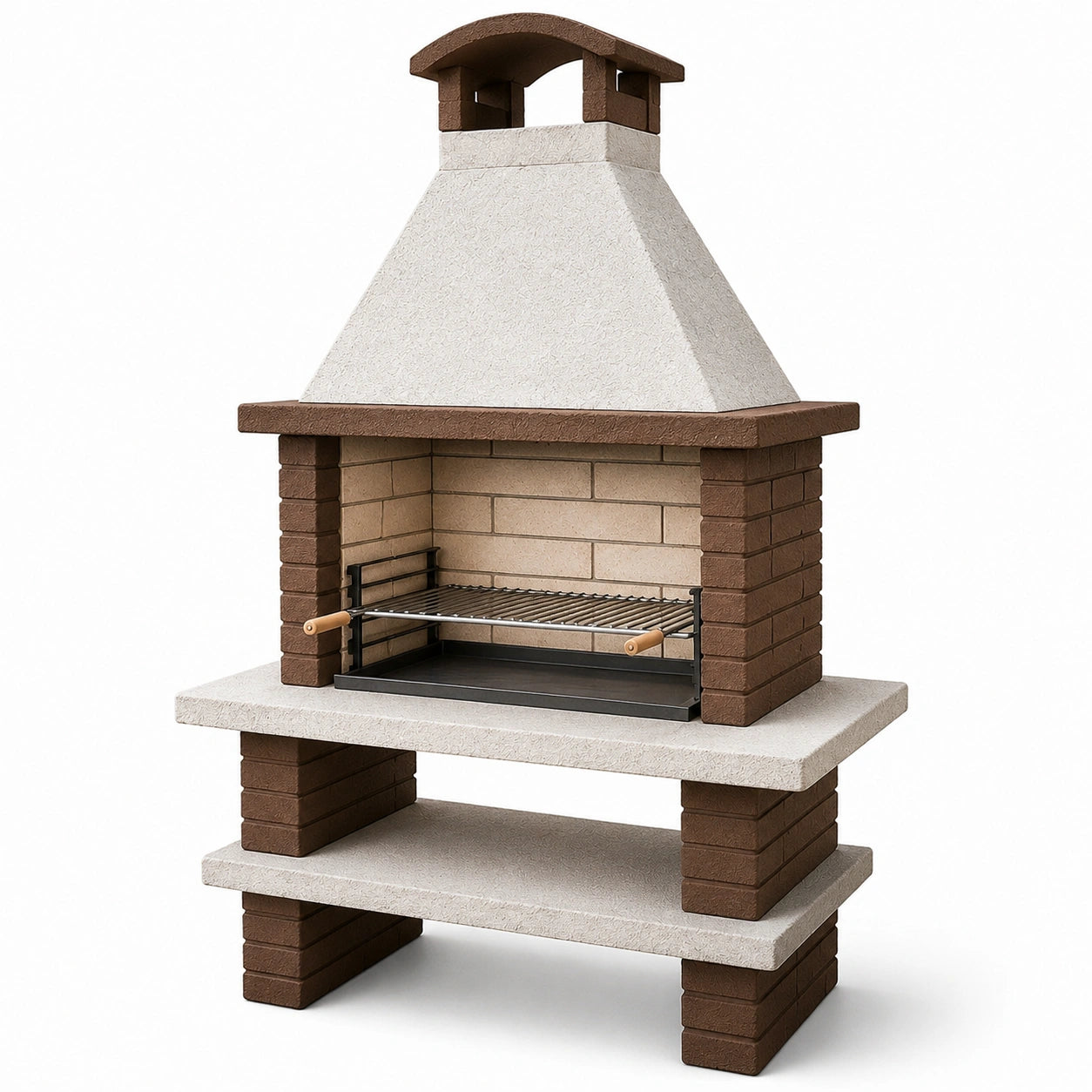 Barbecue en béton brun et gris avec grille en acier inoxydable