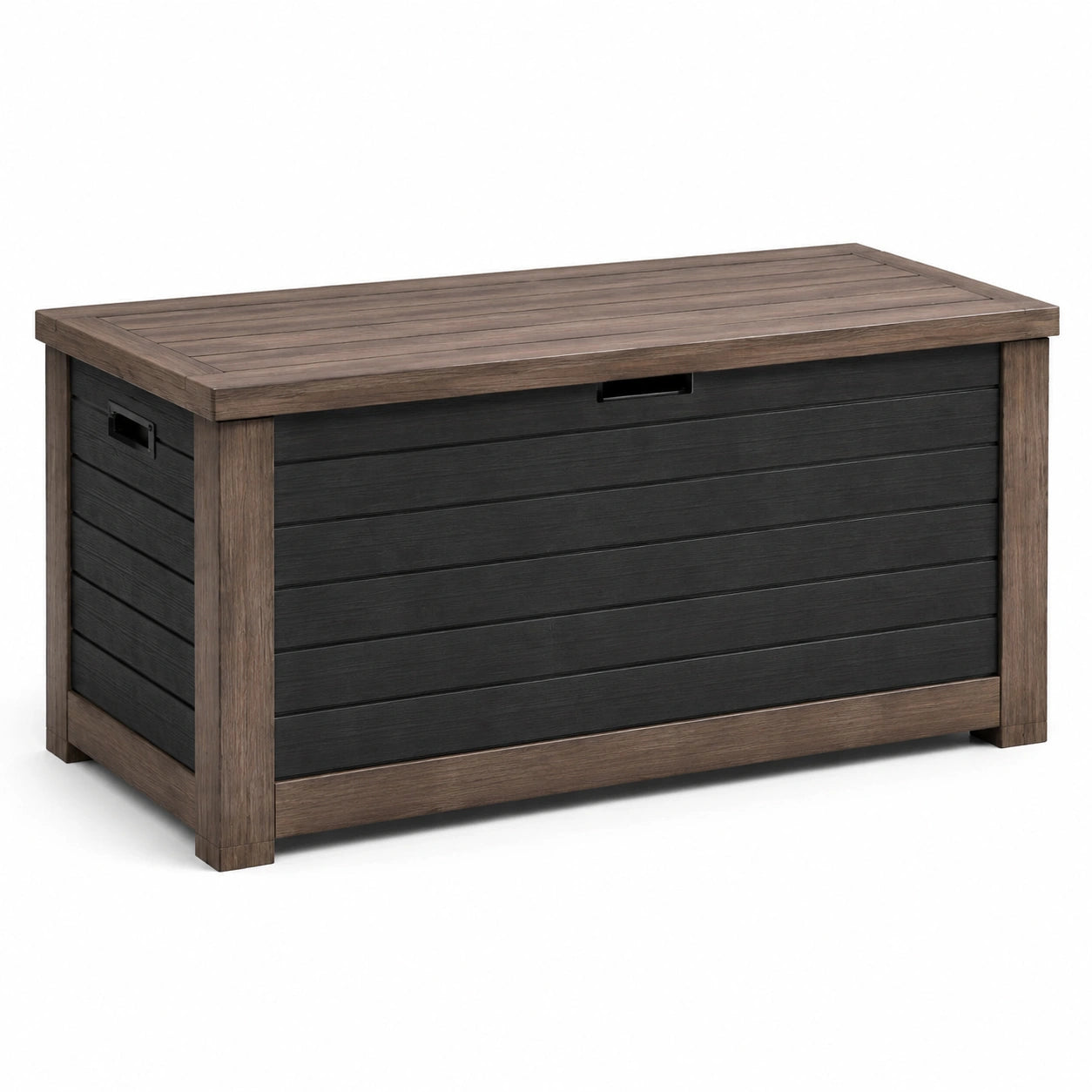 Coffre de rangement extérieur en bois et résine 117x45x57 cm