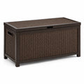 Coffre de rangement en plastique et résine tressée marron 120x55x60 cm