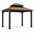 Pavillon de jardin en aluminium avec toit en acier marron et noir 300x300 cm