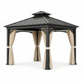 Pavillon en aluminium avec toit en acier et rideaux en polyester 3,5x3,5m