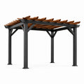 Pergola de jardin en métal noir et bois de cèdre 300x300x250 cm