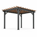 Pergola en métal noir et marron avec auvent en bois de sapin 300x300 cm