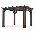 Pergola en aluminium et bois composite couleur marron et noir