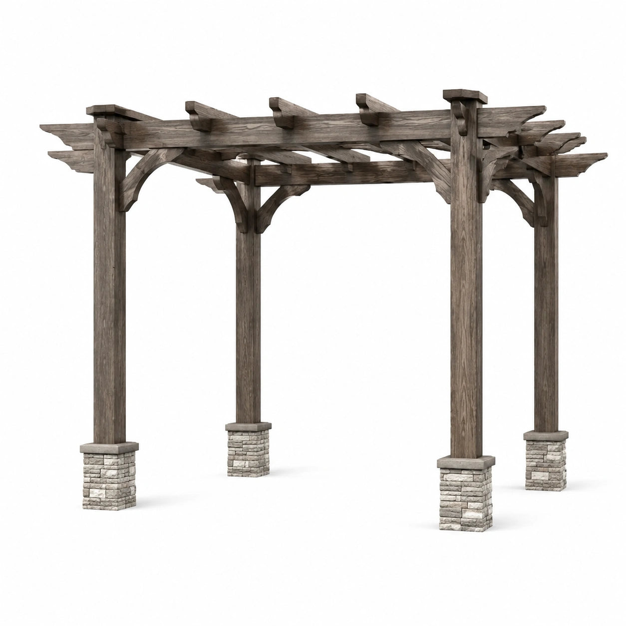 Pergola en Bois avec Base en Pierre