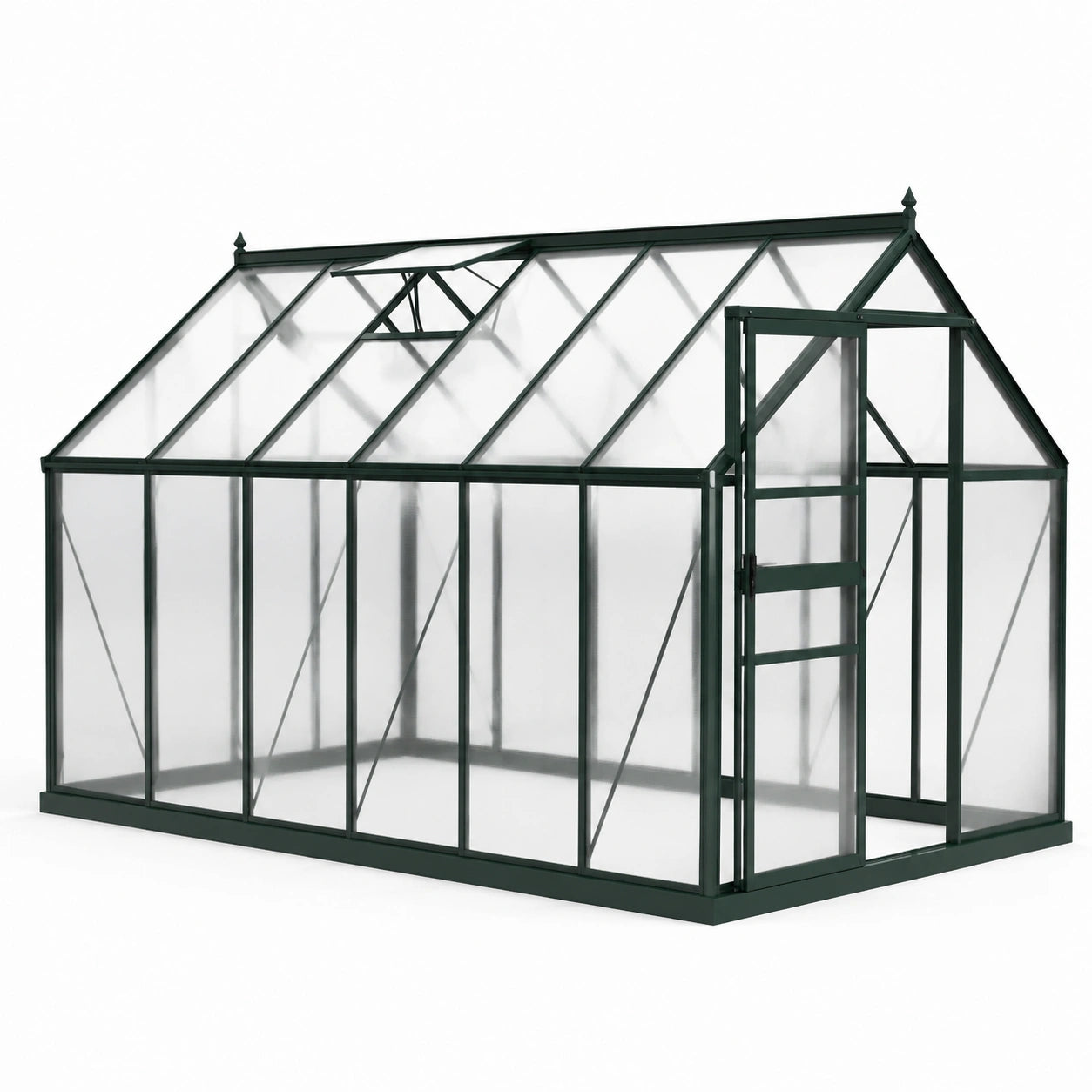 Serre de jardin en aluminium et polycarbonate alvéolaire 250x190x195 cm vert foncé